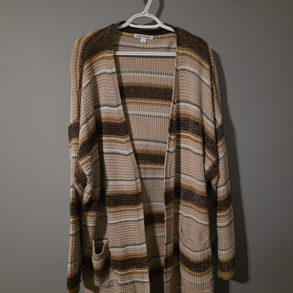 Cozy Striped Beige and Brown Cardigan